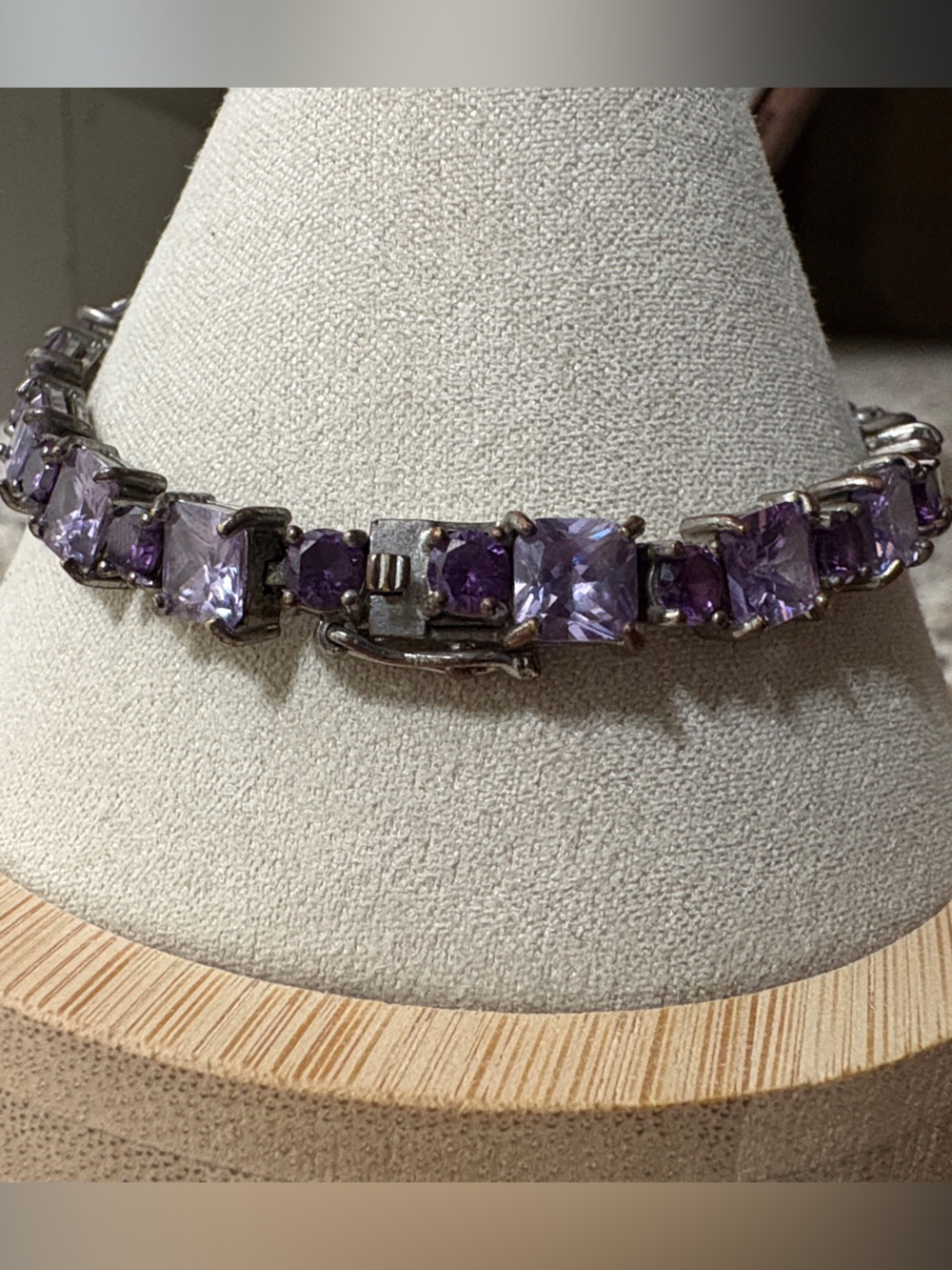 Silver-Tone Purple Gemstone Tennis Bracelet - Women's Jewelry